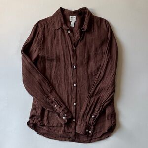 H&M Essentials | No 17 Chocolate Brown Long-Sleeve Linen Shirt | Size M